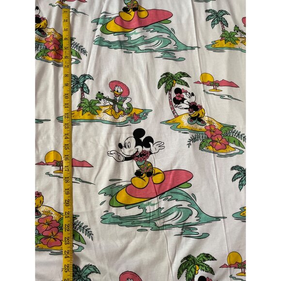 Vintage Disney Mickey & Minnie Hawaiian Tropical 90s Fabric Polyester Stretchy - Picture 4 of 9